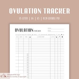 Ovulatietracker afdrukbaar | Ovulatiestrip-tracker | Ovulatiedagboek | Ovulatie- en zwangerschapsdagboek | TTC-tracker afdrukbare IUI
