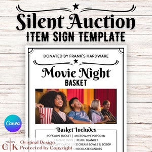 Silent Auction Item Sign Template | Auction Item Template | Silent Auction Sheet | Auction Item Template | Silent Auction Edit | Item Sheet