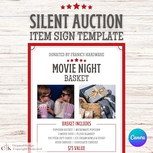 Silent Auction Item Sign Template | Auction Item Template | Silent Auction Sheet | Auction Item Template | Silent Auction Edit | Item Sheet