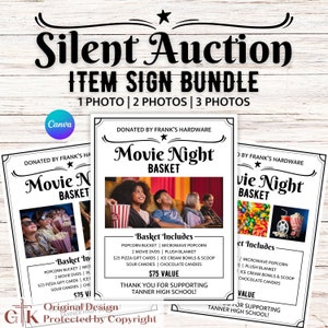 Silent Auction Item Sign Template with Photos | Auction Item Template | Silent Auction Sheet | Auction Item Template | Silent Auction Edit