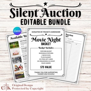 Silent Auction Editable Forms Bundle | Silent Auction Bid Sheet | Auction Catalog Template ...