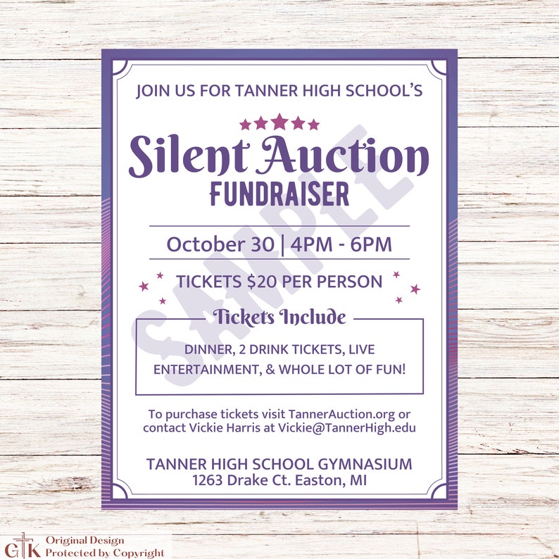 Silent Auction Flyer Template | Fundraiser Flyer | Silent Auction Sheet ...