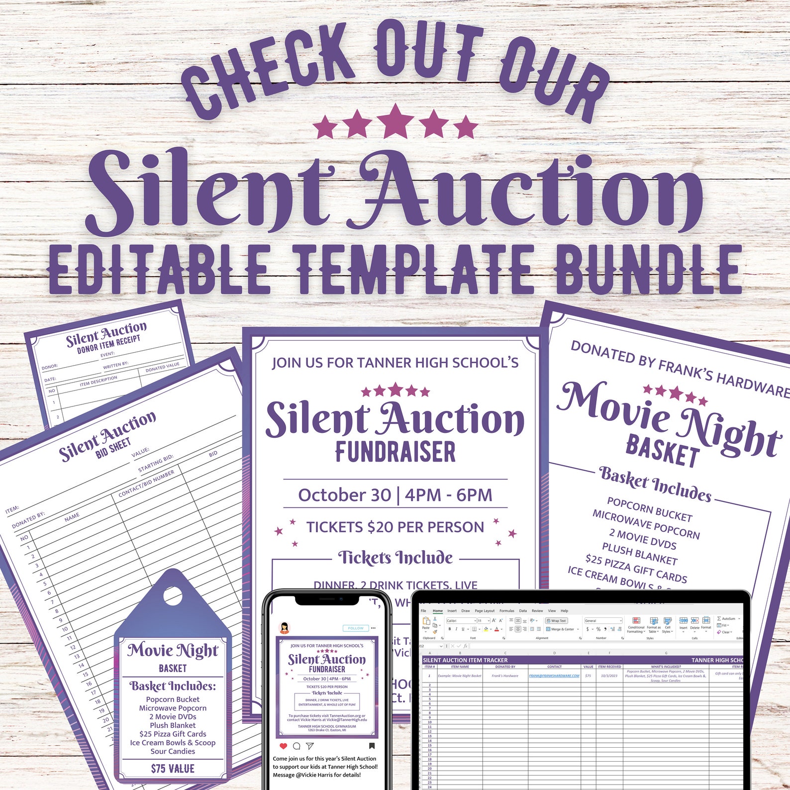 Silent Auction Flyer Template Fundraiser Flyer Silent Auction Sheet ...