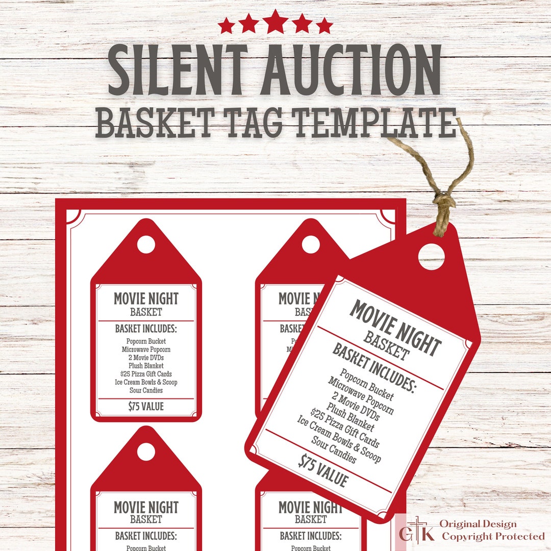 Silent Auction Basket Tags Editable | Silent Auction Sheet | Auction ...