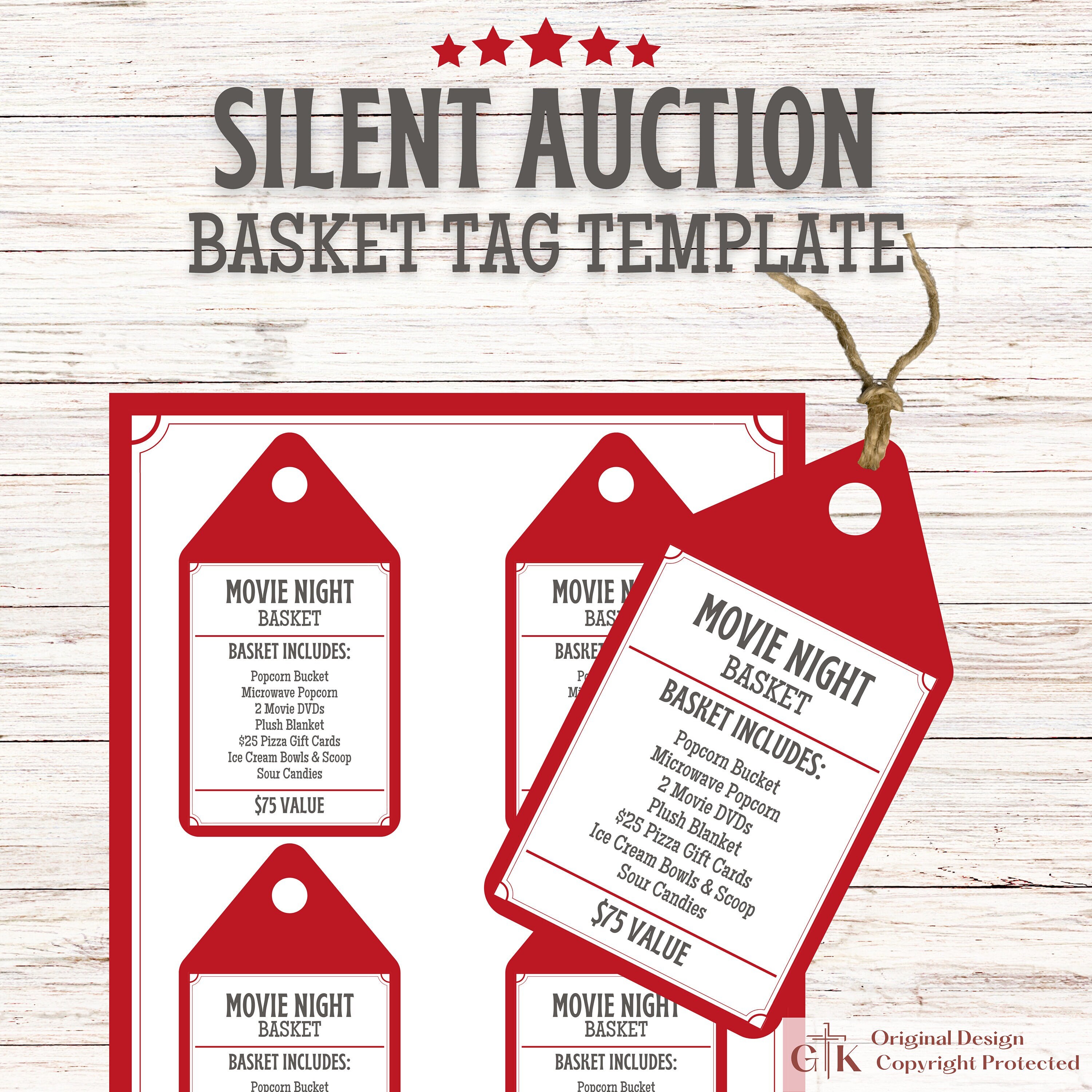 Silent Auction Basket Tags Editable | Silent Auction Sheet | Auction ...