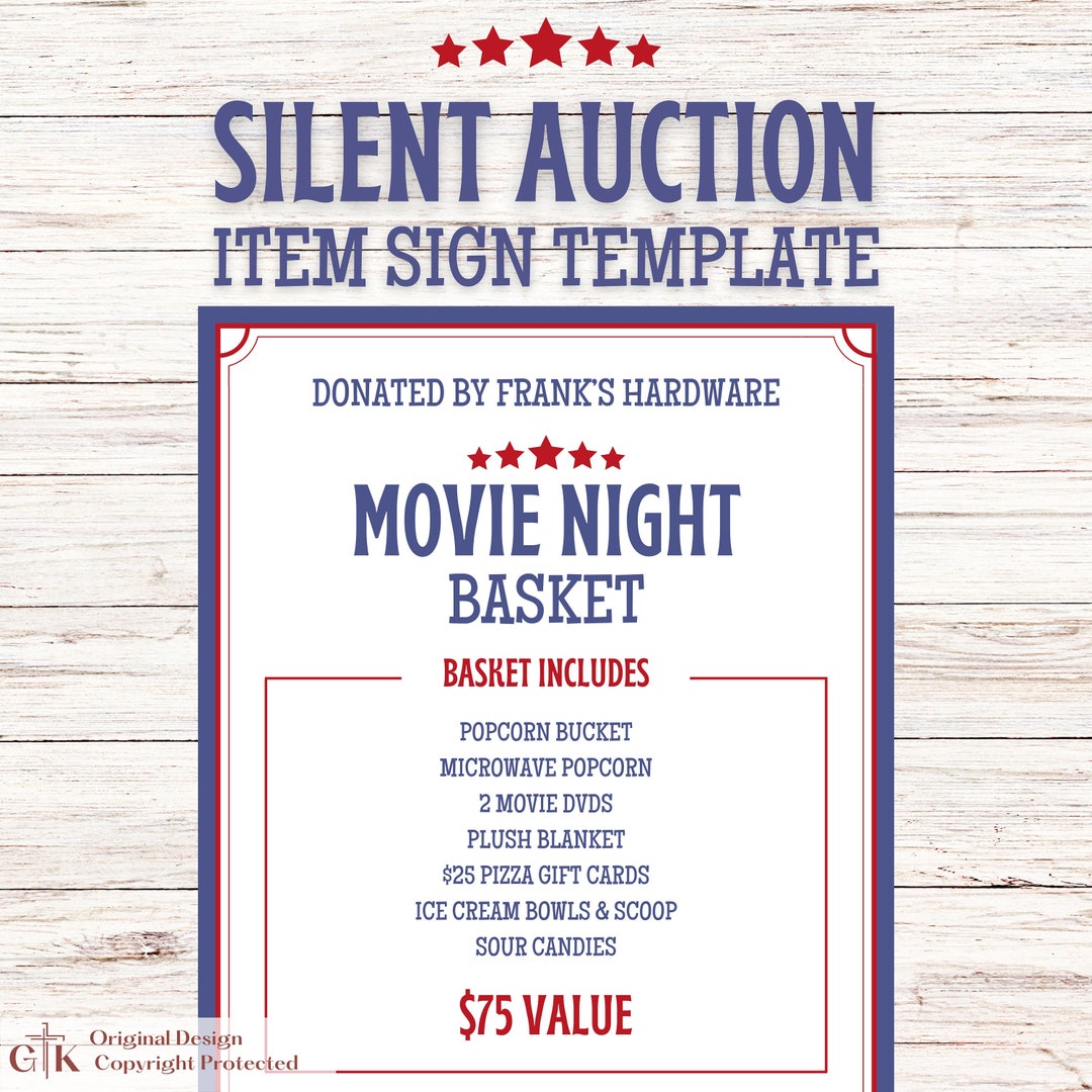 Silent Auction Item Sign Template Auction Item Template Silent Auction Silent Auction Item Sign Template Auction Item Template Silent Auction