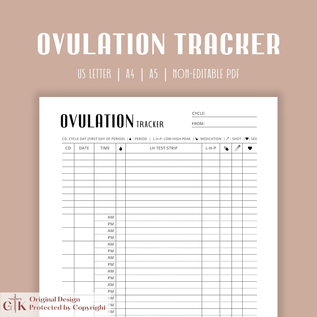 Ovulation Tracker Printable Ovulation Strip Tracker Ovulation Journal