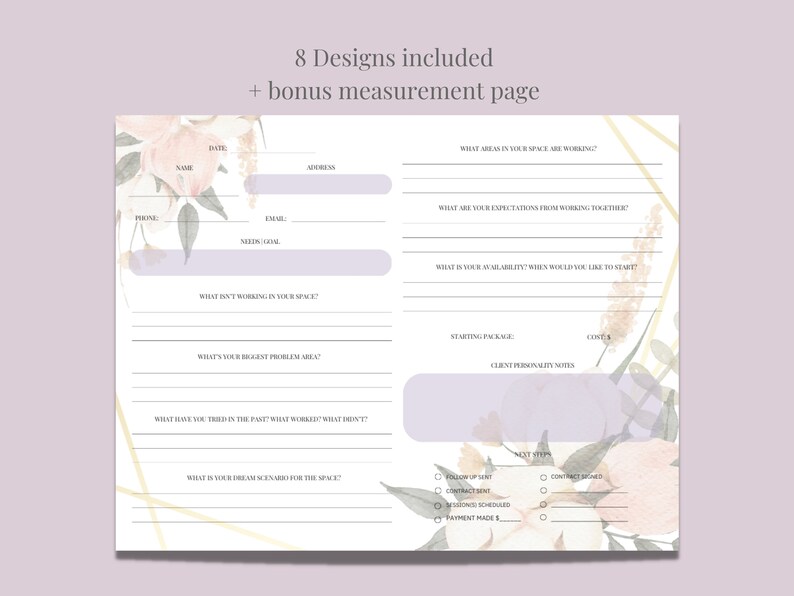 Digital Professional Organizer Client Consultation and Intake Etsy