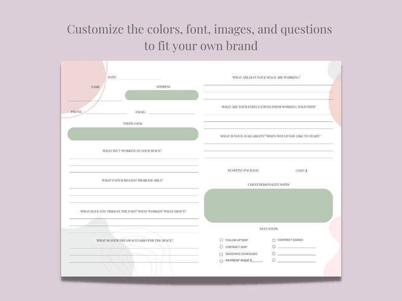 Digital Professional Organizer Client Consultation and Intake Etsy