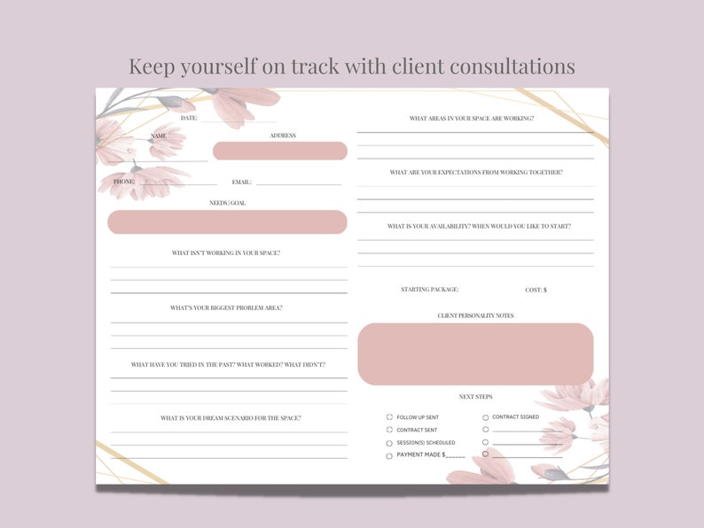 Digital Professional Organizer Client Consultation and Intake Etsy