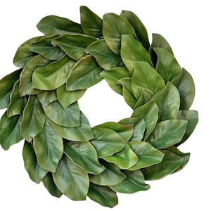 Magnolia wreath Magnolia leaf wreath Farmhouse wall decor wedding housewarming fixer upper simple classic Front door all season wreath