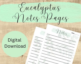 Eucalyptus Notes Page (8.5x11 in)