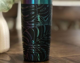 Vaso de 20 oz con hoja de monstera grabada