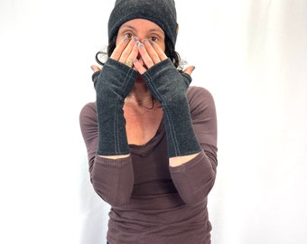 Gemini Wrist Warmers for Women | Eco-Friendly Fingerless Gloves | Sustainable Arm Warmers | Made in the USA