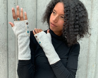 Coco Wrist Warmers | Sustainable Fingerless Gloves for Women | Created from Upcycled Fabrics | Made in the USA