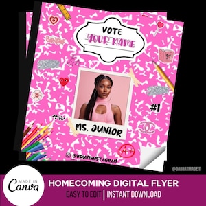Vote homecoming queen, school election flyer, Homecoming flyer, Diy flyer, Social media flyer, Student council poster, Scrapbook flyer