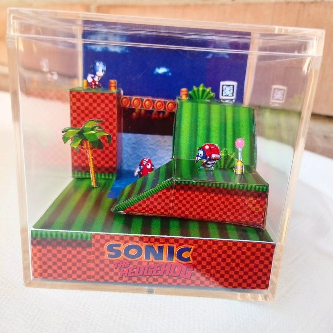 SONIC THE HEDGEHOG - Green Hill Zone - 3D Game Cube Diorama