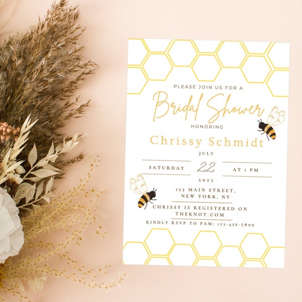 Editable Meant to Bee Bridal Shower Invite | She Found Her Honey Bridal Shower Invitation