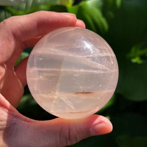 Girasol Rose Quartz Sphere w/ Blue Fog - High Grade (0.95lbs)