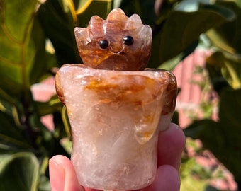 Vela de cristal tallada de Calcifer del bebé de El castillo ambulante - Golden Healer (0,5 lb)