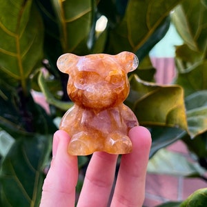 Golden Healer Teddybär Kristallschnitzerei (0.3lbs)