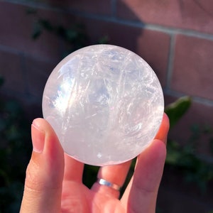 Girasol Rose Quartz Sphere w/ Star Asterisms & Blue Fog Inclusions (0.9lbs)