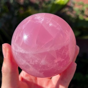 Rose Quartz Sphere w/ Star Asterisms & Violet Coloring - High Grade - Star Rose Quartz (1.5lbs)