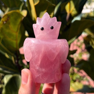 Howl&#39;s Moving Castle Baby Calcifer Candle Crystal Carving - Rose Quartz (lbs)