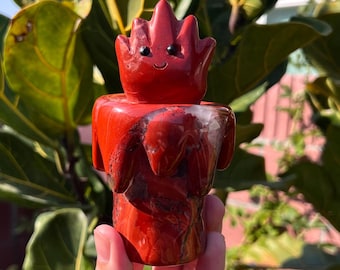 Howl's Moving Castle Kalcifer Kristallsnideri - Röd Jaspis (~1,5 lbs)