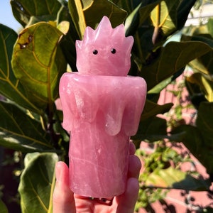 Howl&#39;s Moving Castle Calcifer Candle Crystal Carving - Rose Quartz (~2lbs)