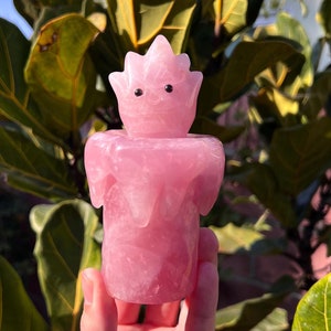 Howl&#39;s Moving Castle Calcifer Candle Crystal Carving - Rose Quartz (~1.3lbs)
