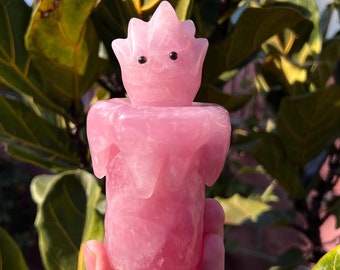 Vela de Calcifer de El Castillo Ambulante, talla de cristal - Cuarzo rosa (~1,3 lb)