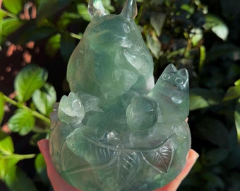 My Neighbor Totoro Crystal Figure w/ Chu & Chibi Totoro - Fluorite (4.8lbs)