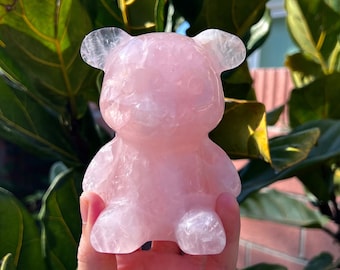 Star Rose Quartz Teddy Bear Crystal Carving (~1.6lbs) - Etsy