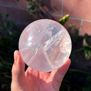 Girasol Rose Quartz Sphere w/ Star Asterisms & Blue Fog Inclusions - AAA Grade (1.79lbs)