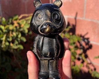 Scultura in cristallo dell'orso della laurea di Kanye West - Ossidiana dorata (0,7 libbre)