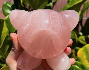 Figurine en cristal Kirby en PRÉ-COMMANDE - Quartz rose (~ 3,5 lb)