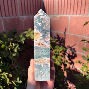 Pastel Moss Agate Tower w/ Pink Hues (1.7lbs)