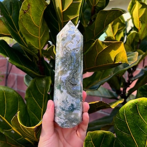 Moss Agate Tower - High Grade (~1.5lbs)