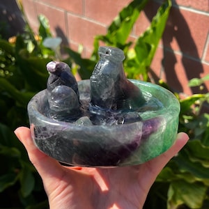 Spirited Away Chibi No Face in Bathhouse Pool - Fluorite Carving (3.5lbs)