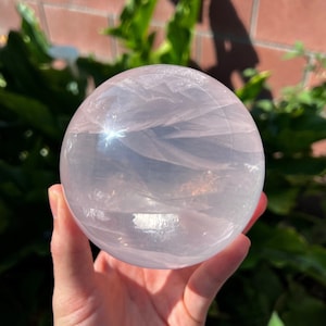 Girasol Star Rose Quartz Sphere w/ Blue Fog AAA Grade (3.5lbs)