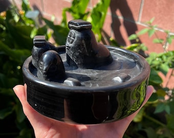 Spirited Away No Face Bathhouse Pool Crystal Figure - Silver Obsidian (2.8lbs)