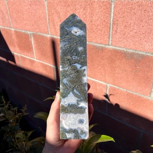 Moss Agate Tower w/ Blue Chalcedony (2.7lbs)