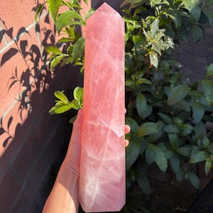 Rose Quartz Tower w/ Rainbow Chatoyancy - Gemmy - Star Asterisms - High Grade (9.9lbs)