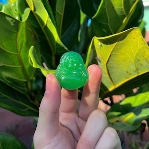 amp; Großmutter (~14g) Grün Jade Buddha Anhänger