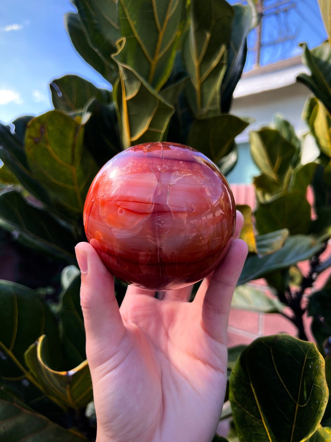Carnelian Sphere W/ Peachy Colors - Scarlet Inclusions (2.2lbs) - Etsy