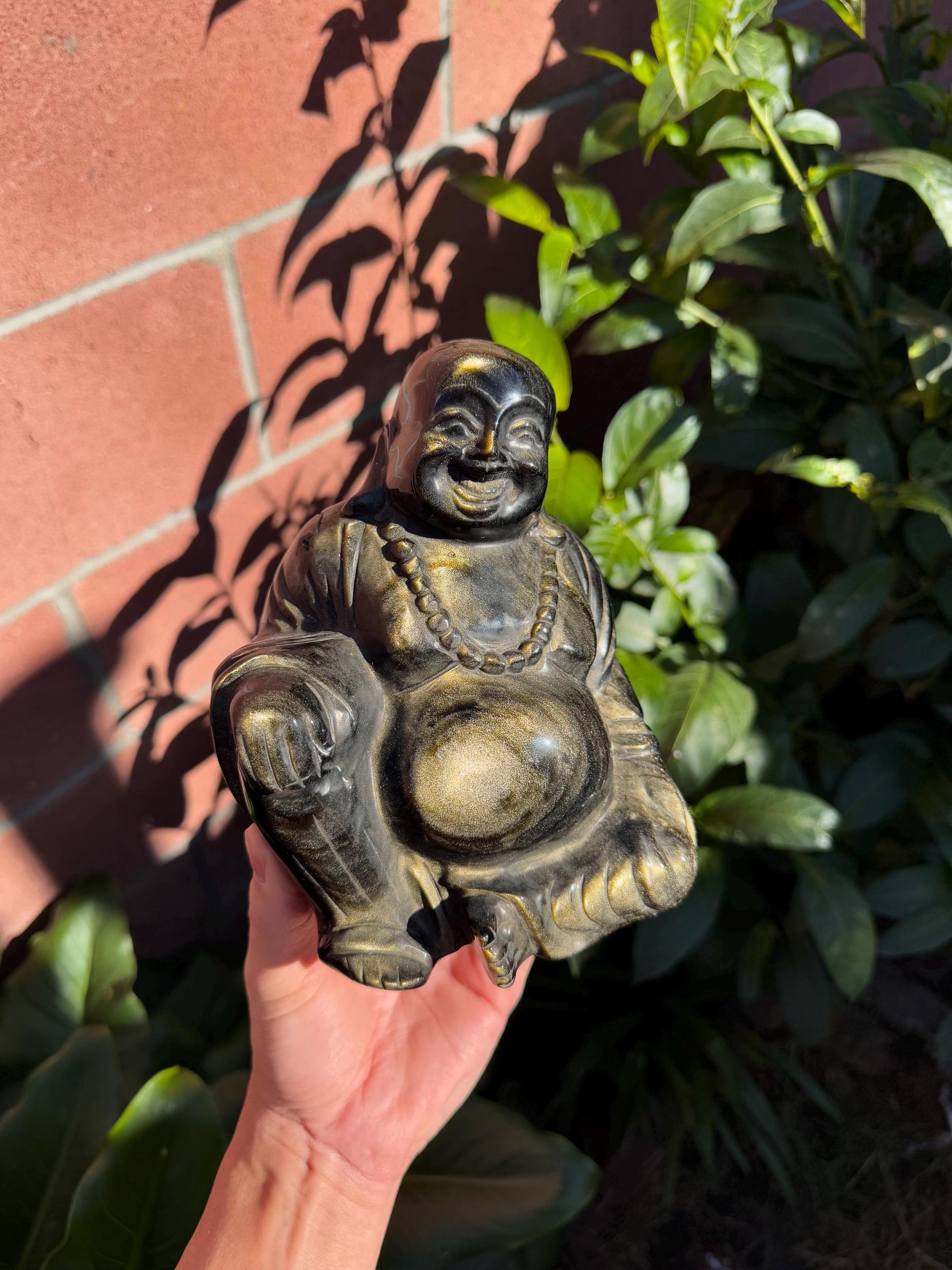 Laughing Buddha Statue Golden Obsidian (5.6lbs)