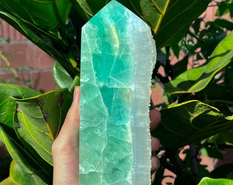 HQ  Minty Fluorite W/ Druzy Quartz Towers (~ 2 lbs)