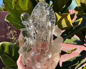 Citrine Guan Yin Statue w/ Enhydros - Lemurian Grade - Natural Citrine ( 5.1lbs)