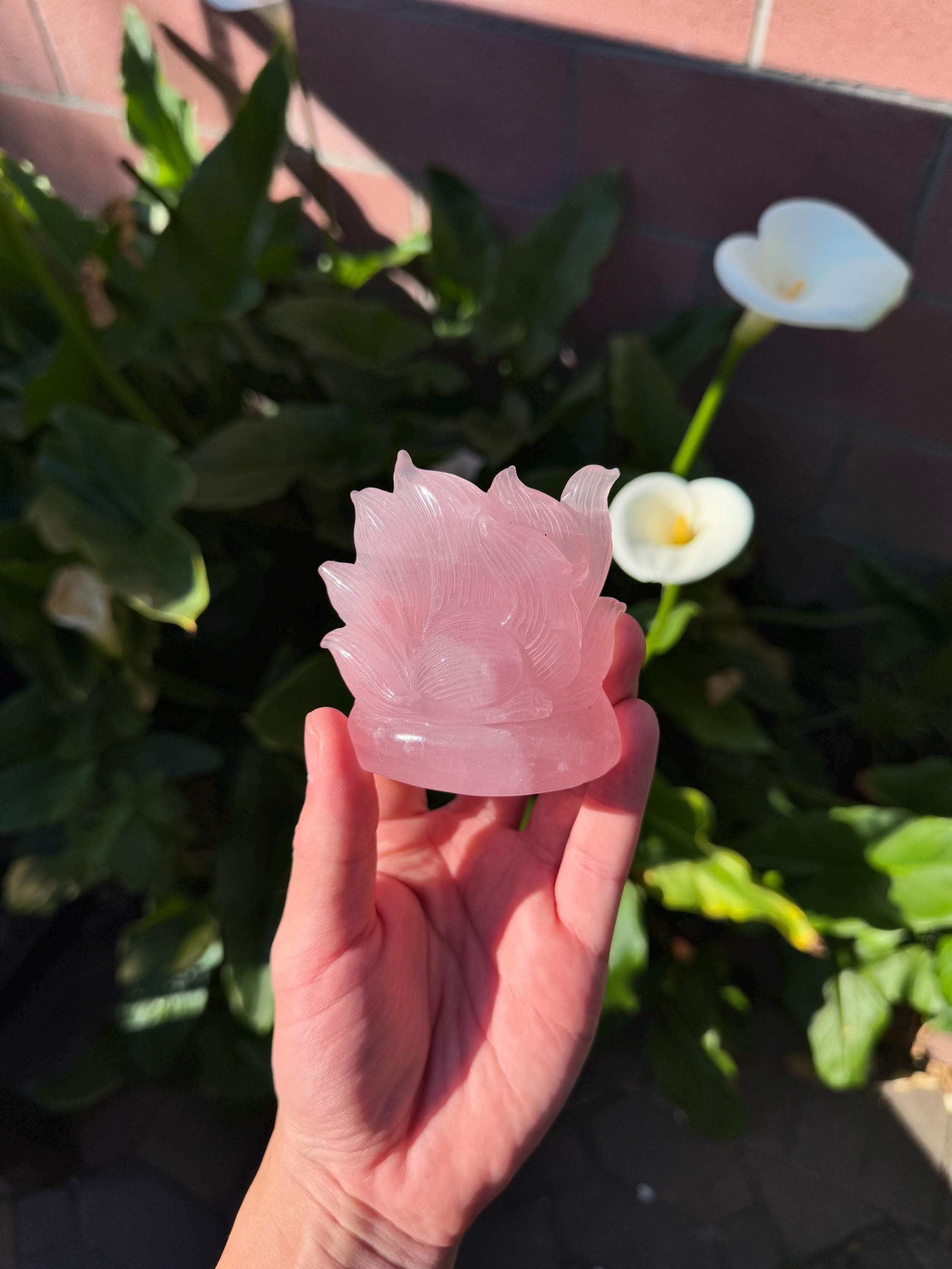 ローズクォーツ九尾狐 - 高級（0.45ポンド） - Etsy 日本